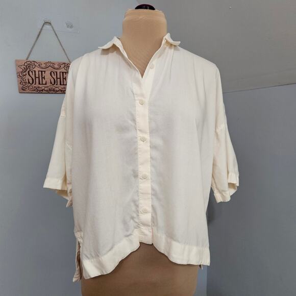 Everlane Tops - Everlane Oversized Ivory Button Front Shirt Top Size Small Minimal Capsule
